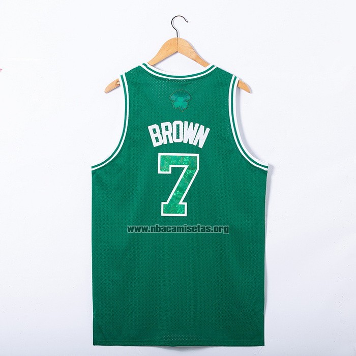 Camiseta Boston Celtics Jaylen Brown NO 7 Snakeskin Hardwood Classics 2021 Verde